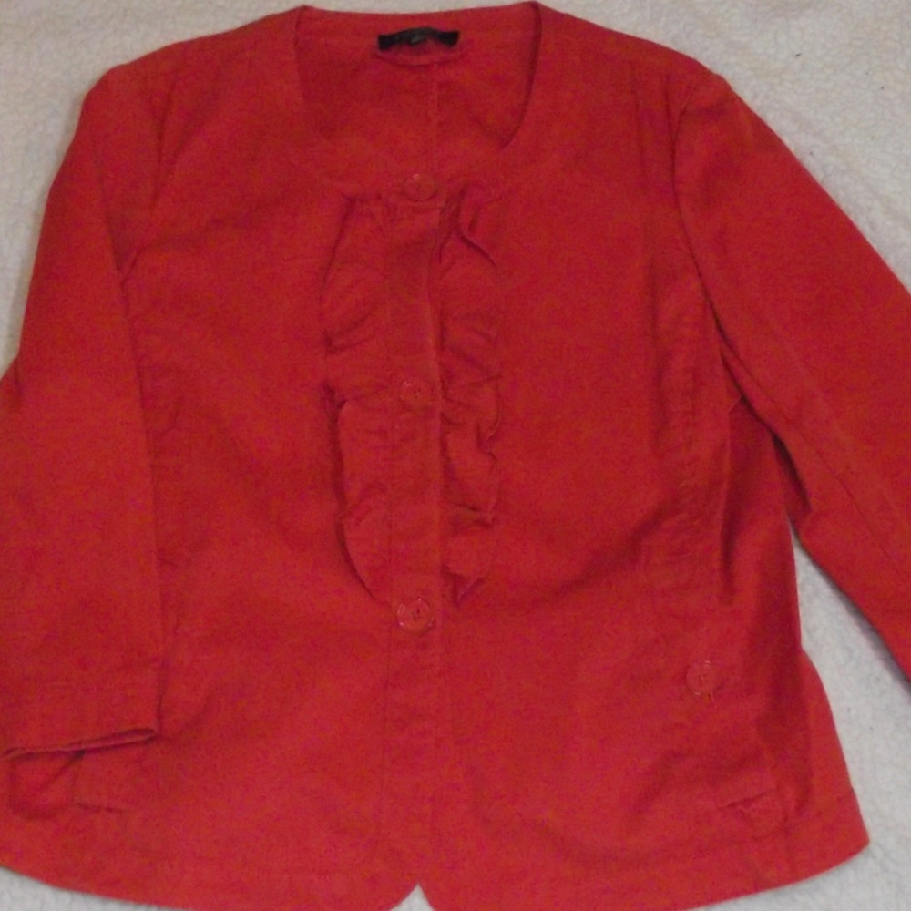 Talbots Cropped Jacket With Ruffle - image 2